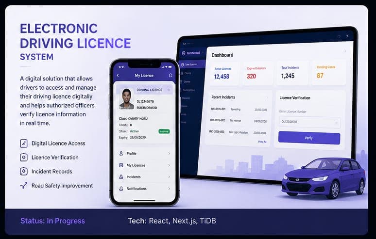 Screenshot of the Electronic Driving Licence System