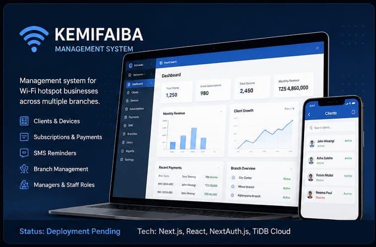 Screenshot of the Kemifaiba Management System